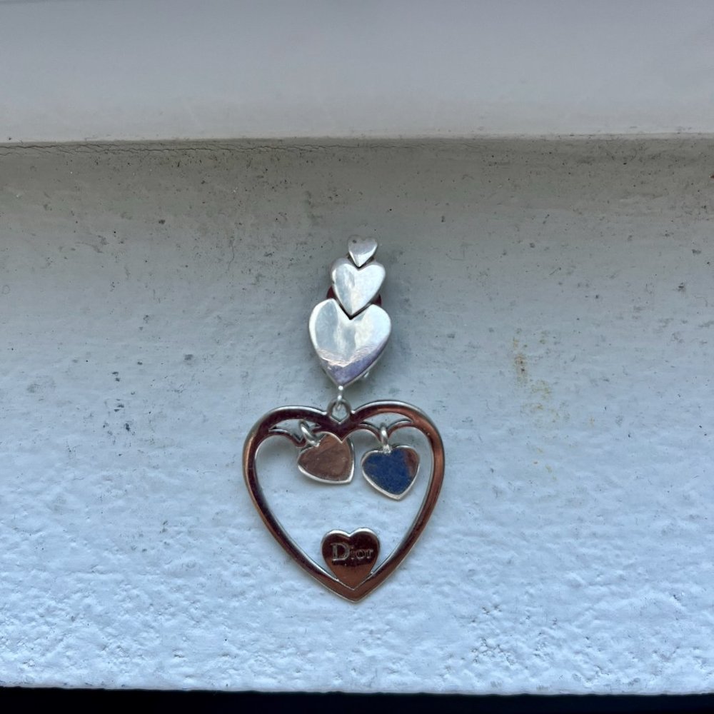 Sterling Silver Hearts Dior Single Clip On Earring